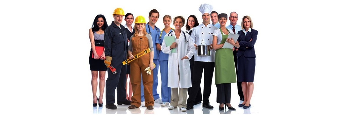 Service professionals working with clients